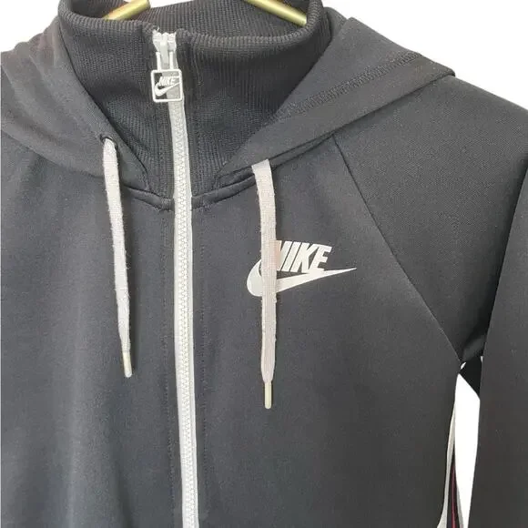 Nike Zip Hoodie Black/Red Trim Women’s Sz S Athleisure Streetwear Layer EUC - Picture 2 of 7